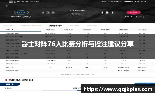 爵士对阵76人比赛分析与投注建议分享